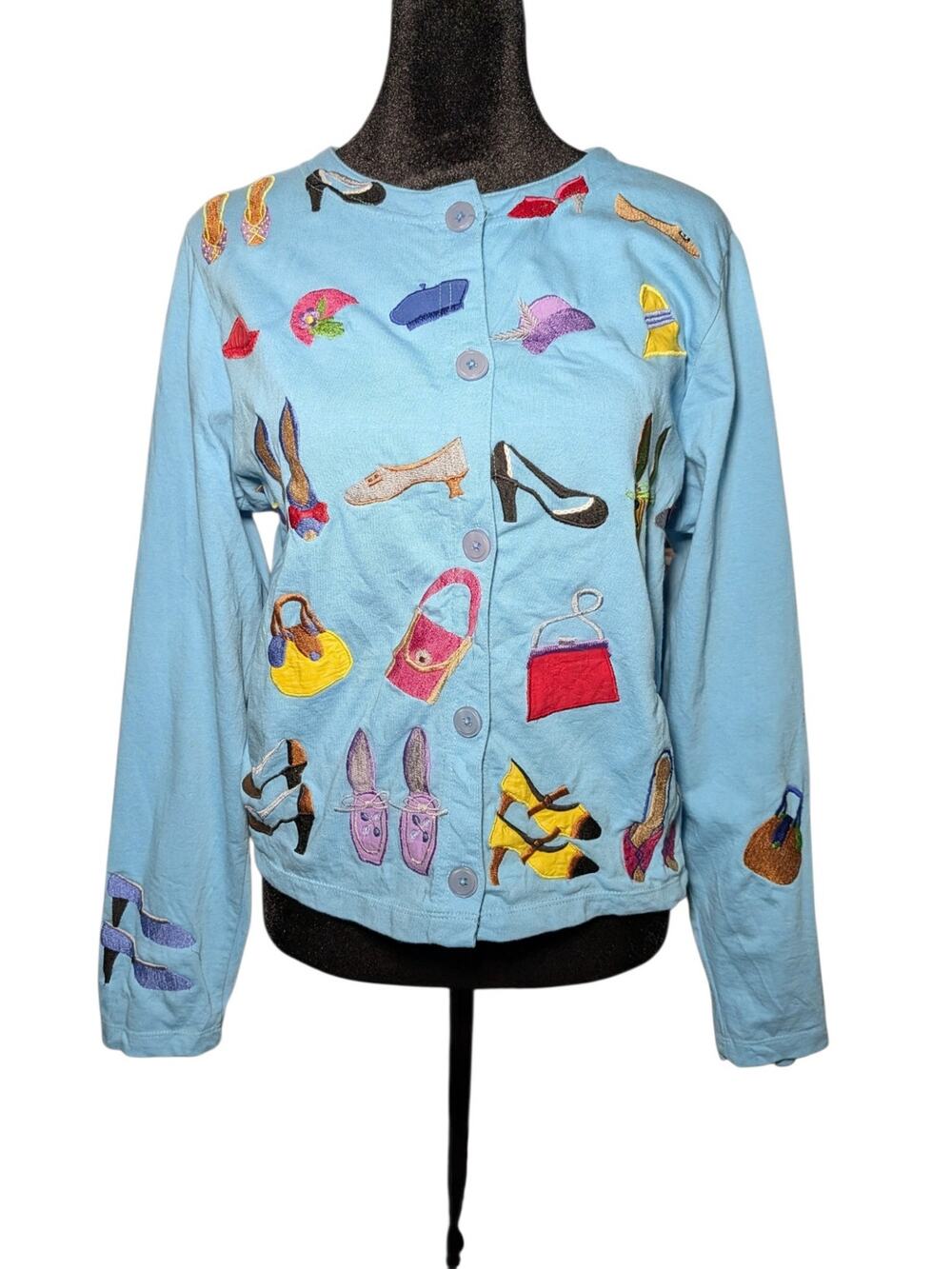 Michael Simon Lite Vintage Women’s Medium Embroidered Cardigan Sweater Novelty